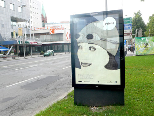 Swimmer on the poster for exhibition Summer 